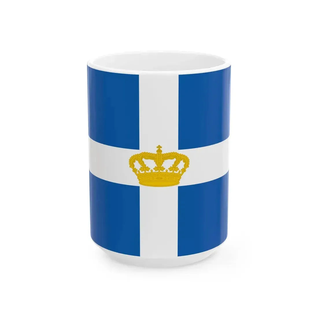 State Flag of Greece 1863-1924 and 1935-1973 (Greece) White Coffee Mug 15oz - Go Mug Yourself