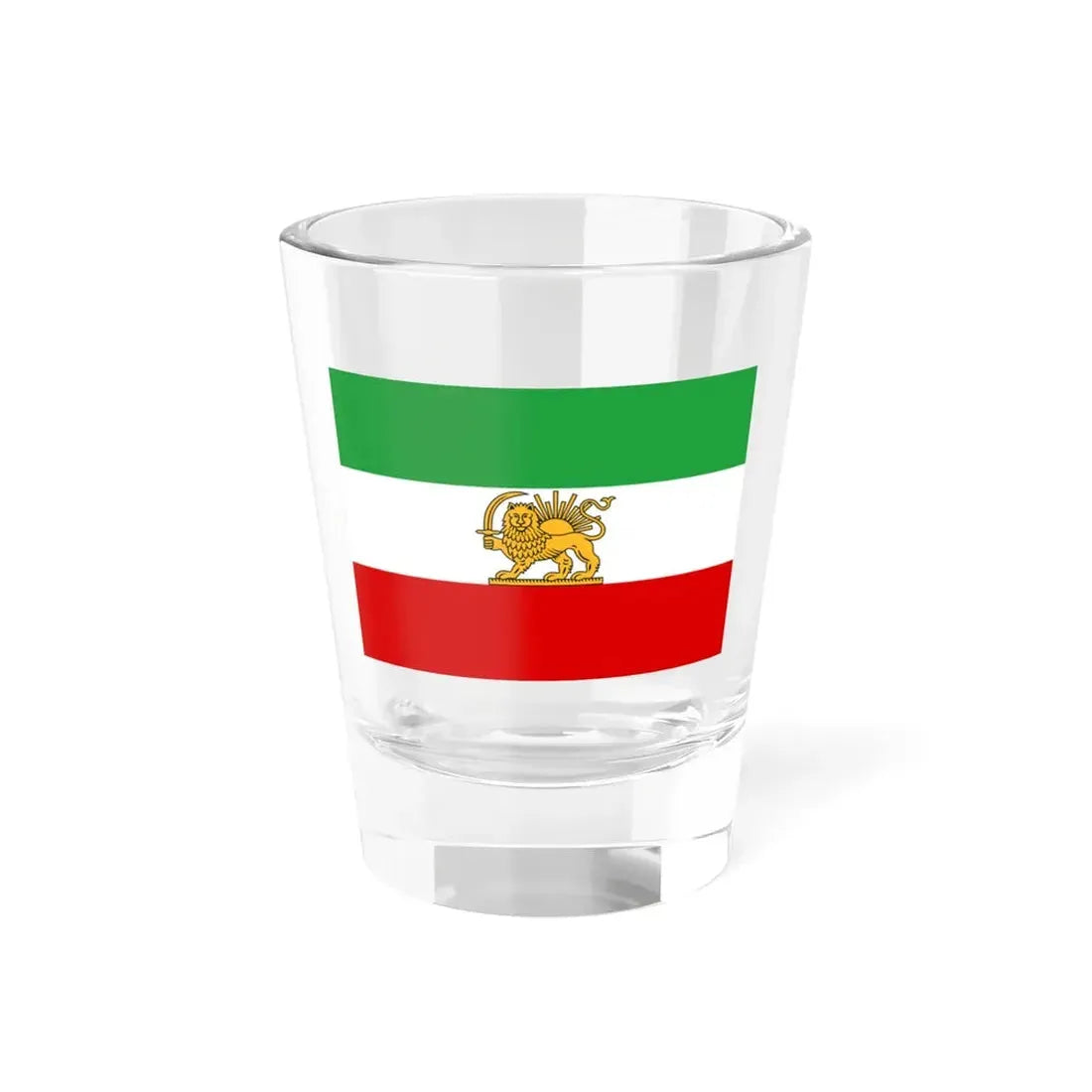 State flag of Iran 1964-1980 3-2 (Iran) Shot Glass 1.5oz 1.5oz - Go Mug Yourself