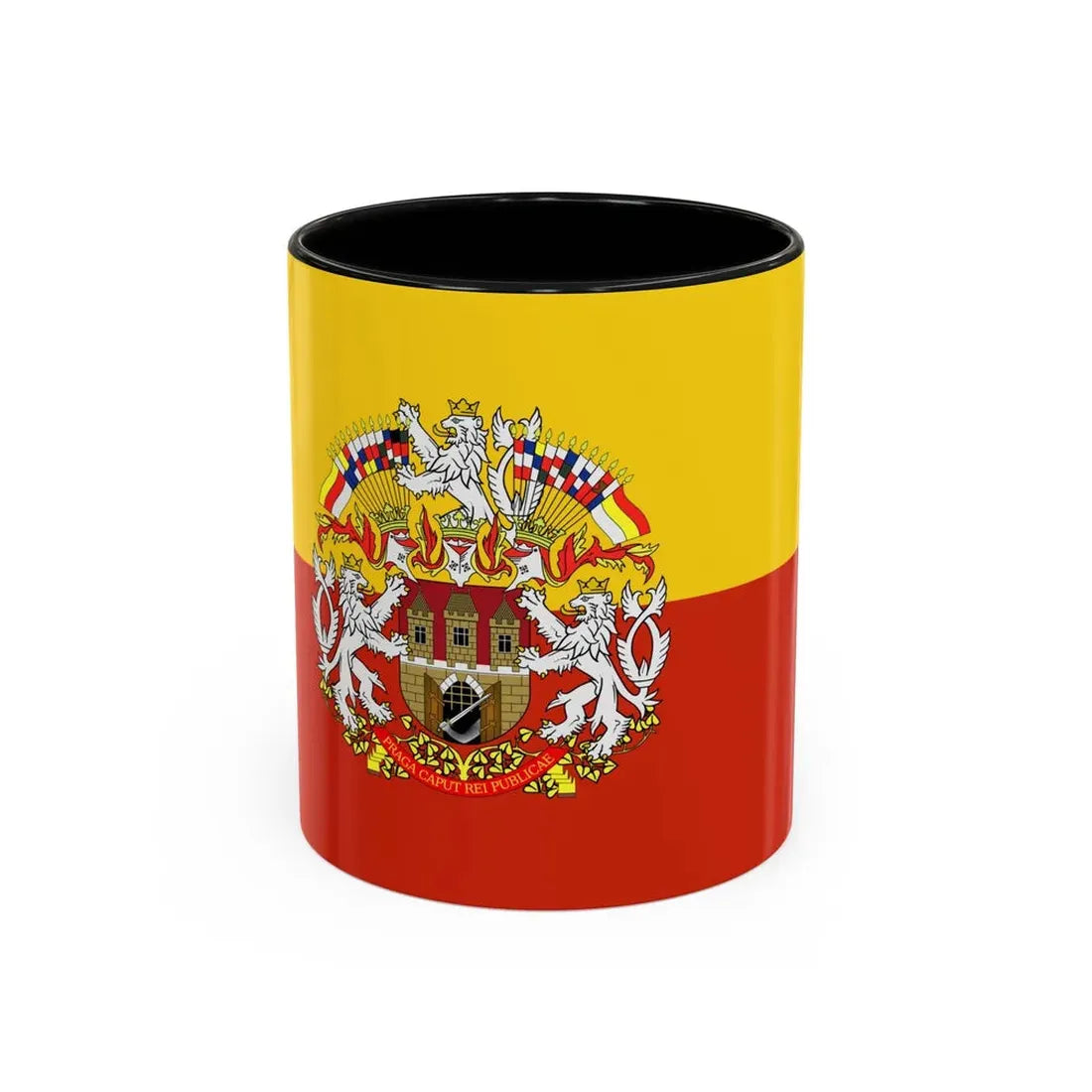 State Flag of Prague Czech Republic - Accent Coffee Mug 11oz Black - Go Mug Yourself