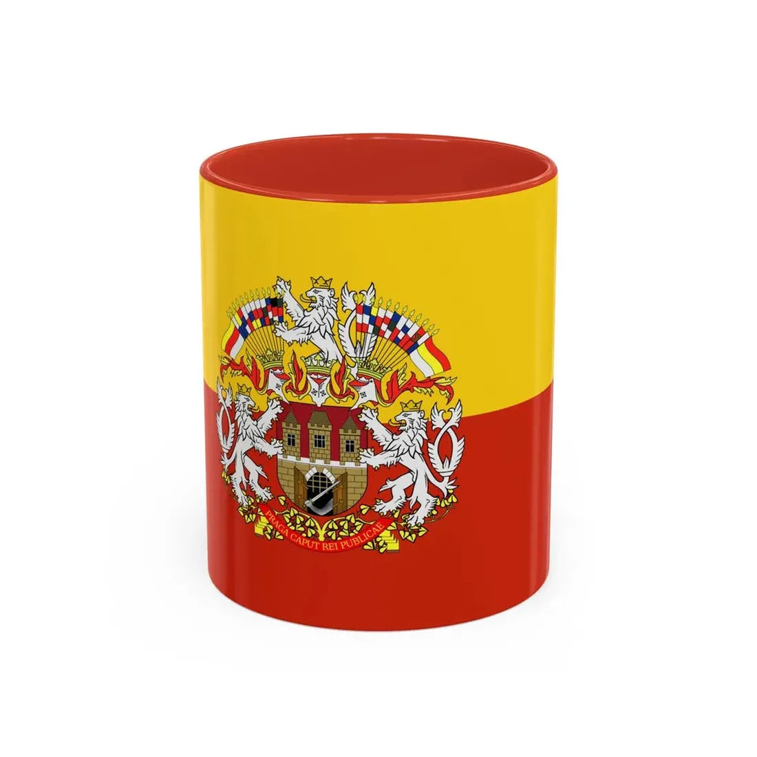 State Flag of Prague Czech Republic - Accent Coffee Mug 11oz Red - Go Mug Yourself