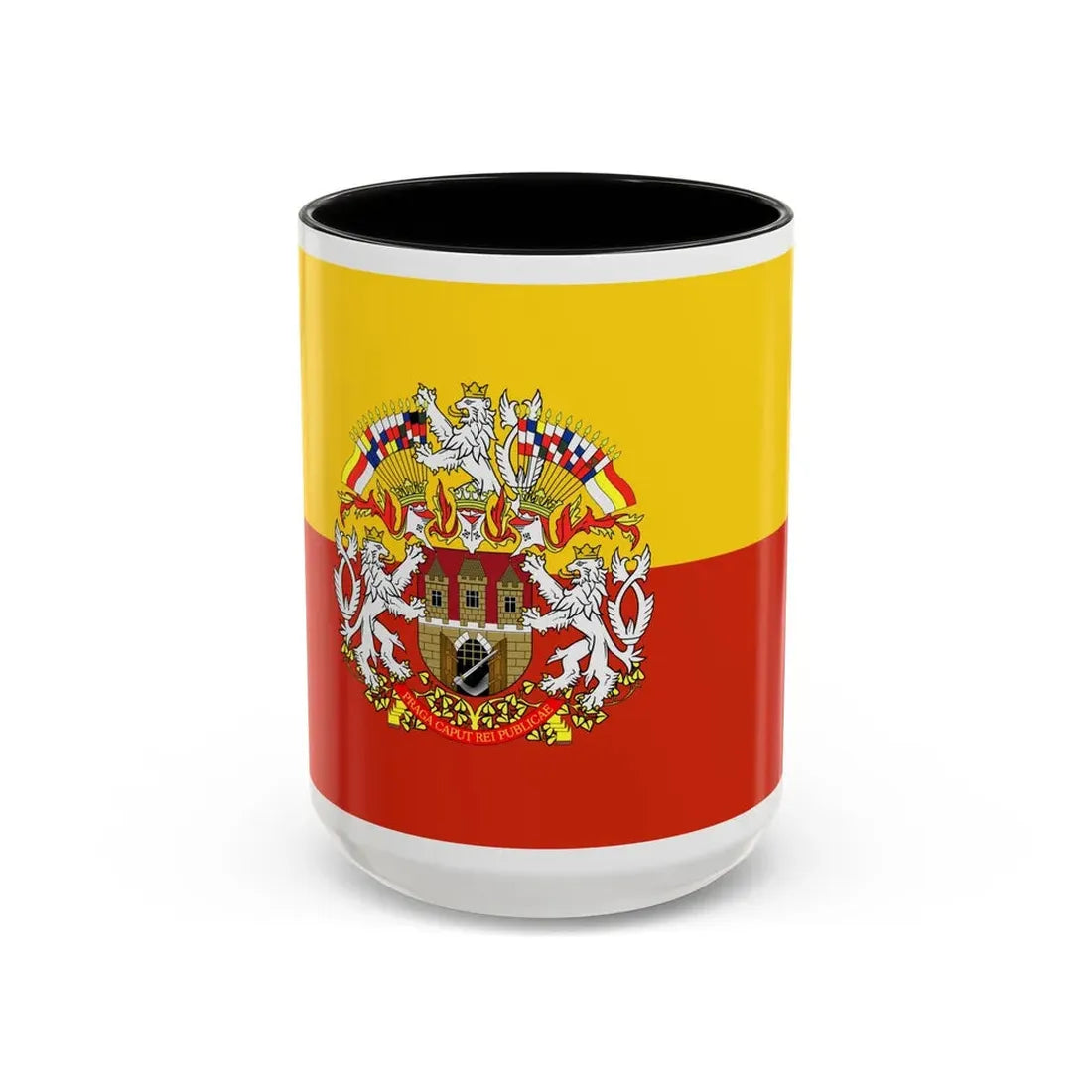 State Flag of Prague Czech Republic - Accent Coffee Mug 15oz Black - Go Mug Yourself