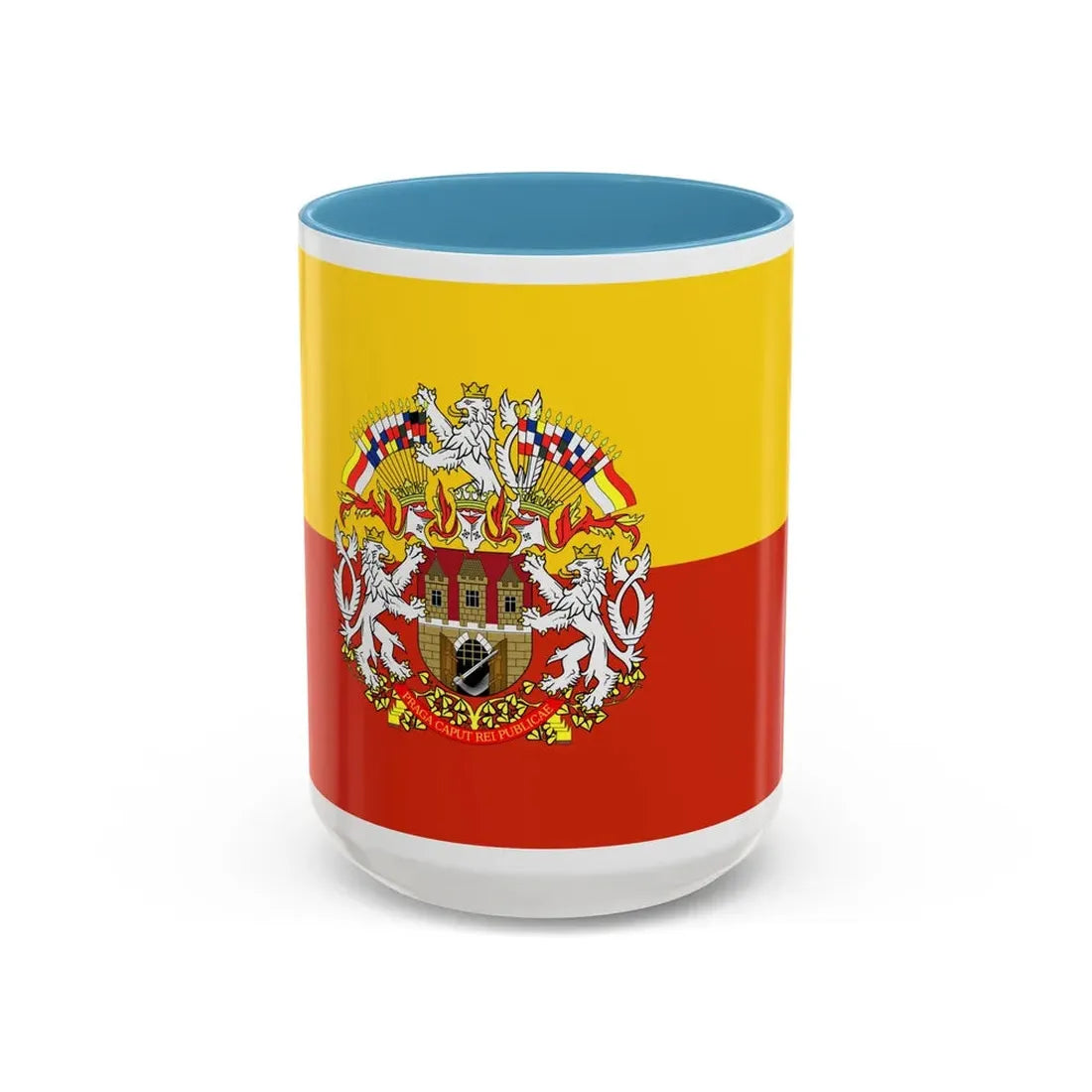 State Flag of Prague Czech Republic - Accent Coffee Mug 15oz Light Blue - Go Mug Yourself