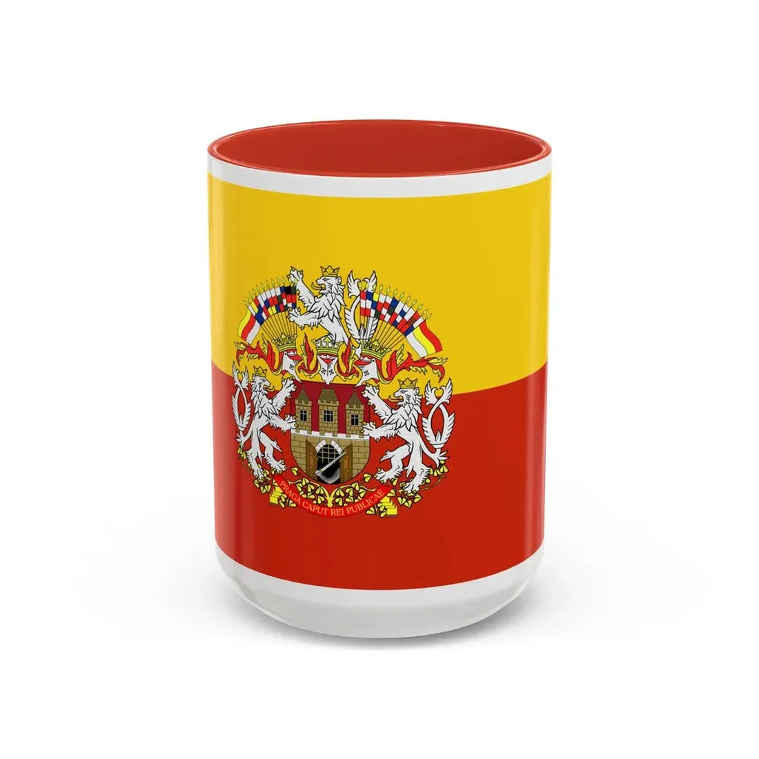 State Flag of Prague Czech Republic - Accent Coffee Mug 15oz Red - Go Mug Yourself