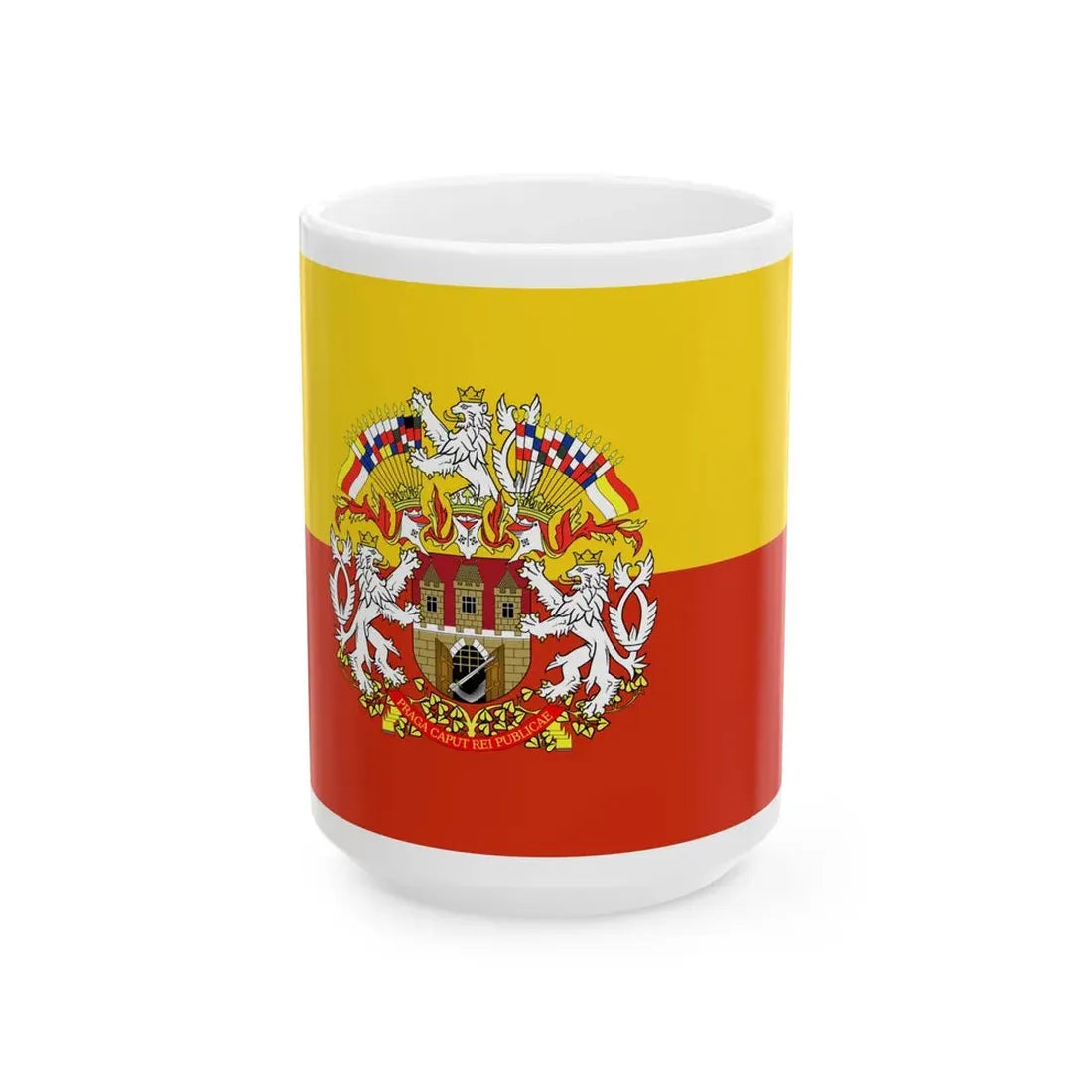 State Flag of Prague Czech Republic - White Coffee Mug 15oz - Go Mug Yourself