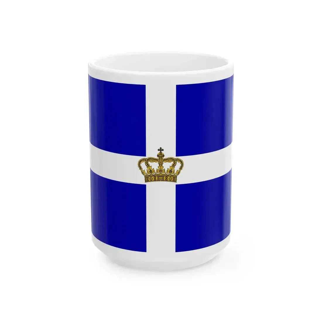 State Flag of the Kingdom of Greece (Greece) White Coffee Mug 15oz - Go Mug Yourself