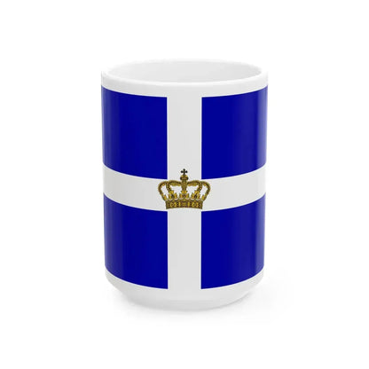 State Flag of the Kingdom of Greece (Greece) White Coffee Mug 15oz - Go Mug Yourself