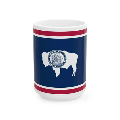 State Flag of Wyoming (United States) White Coffee Mug 15oz - Go Mug Yourself