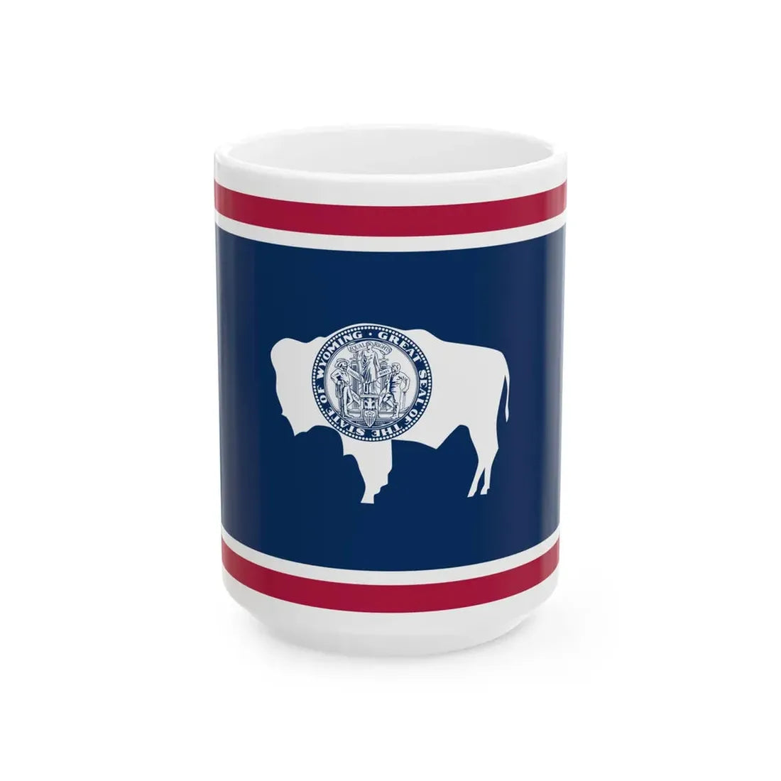State Flag of Wyoming (United States) White Coffee Mug 15oz - Go Mug Yourself