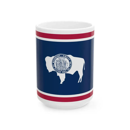 State Flag of Wyoming (United States) White Coffee Mug 15oz - Go Mug Yourself