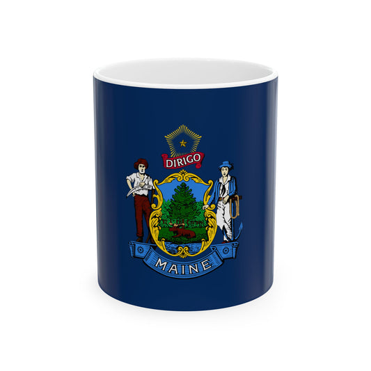 State of Maine Flag (United States) White Coffee Mug-11oz-Go Mug Yourself