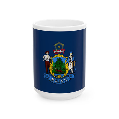 State of Maine Flag (United States) White Coffee Mug-15oz-Go Mug Yourself