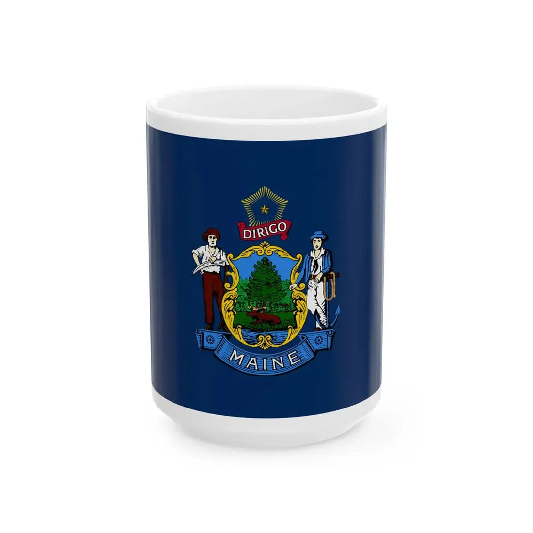 State of Maine Flag (United States) White Coffee Mug 15oz - Go Mug Yourself