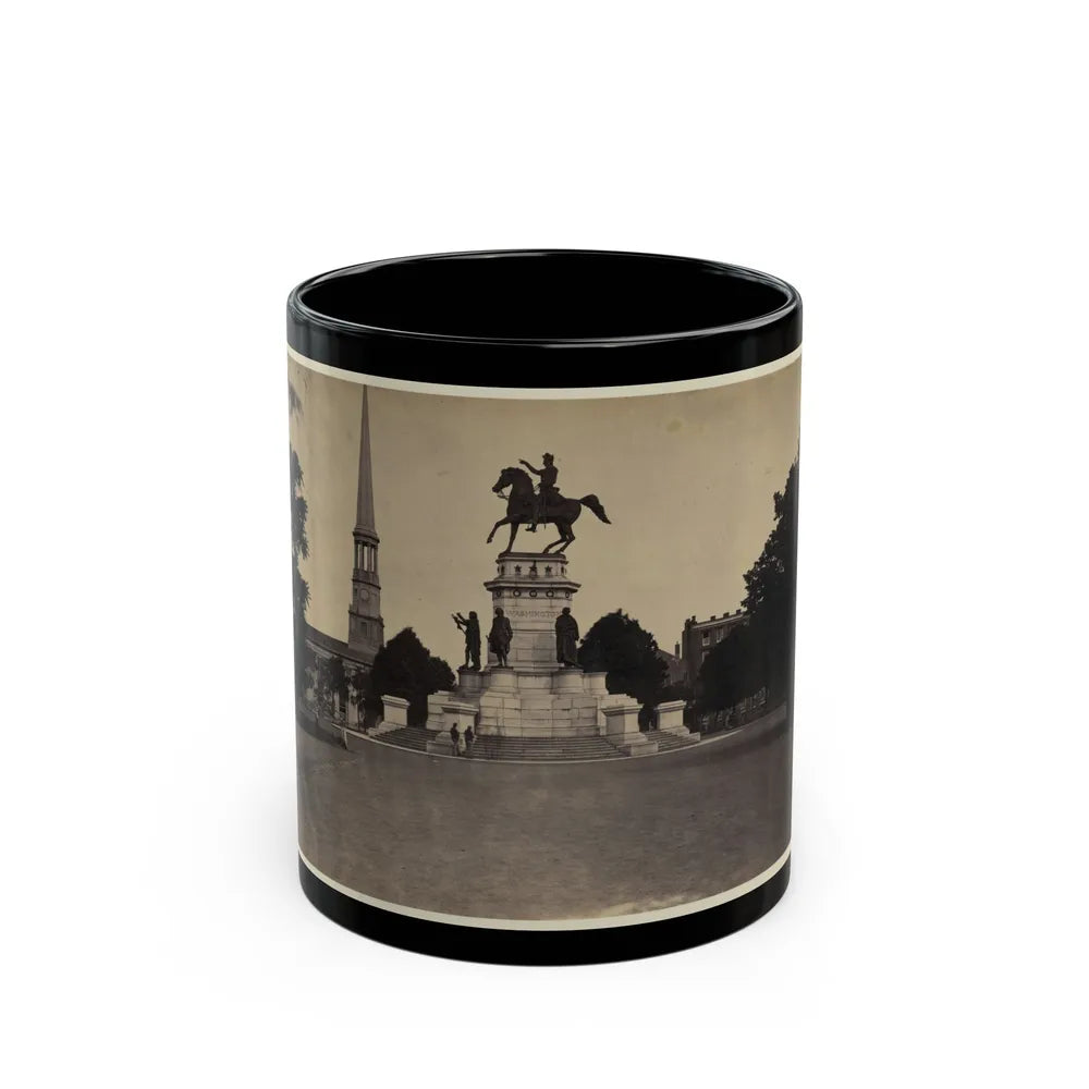 Statue Of George Washington On Horseback On Top Of A Monument In The Capitol Square Area Of Richmond, Virginia (U.S. Civil War) Black Coffee Mug-11oz-Go Mug Yourself