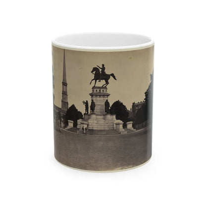 Statue Of George Washington On Horseback On Top Of A Monument In The Capitol Square Area Of Richmond, Virginia (U.S. Civil War) White Coffee Mug-11oz-Go Mug Yourself