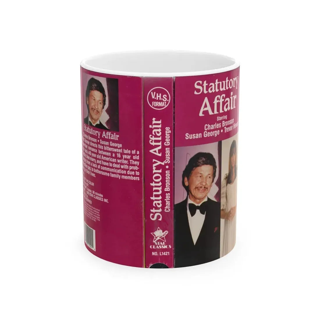 STATUTORY AFFAIR CHARLES BRONSON SUSAN GEORGE (VHS COVER) - White Coffee Mug 11oz - Go Mug Yourself