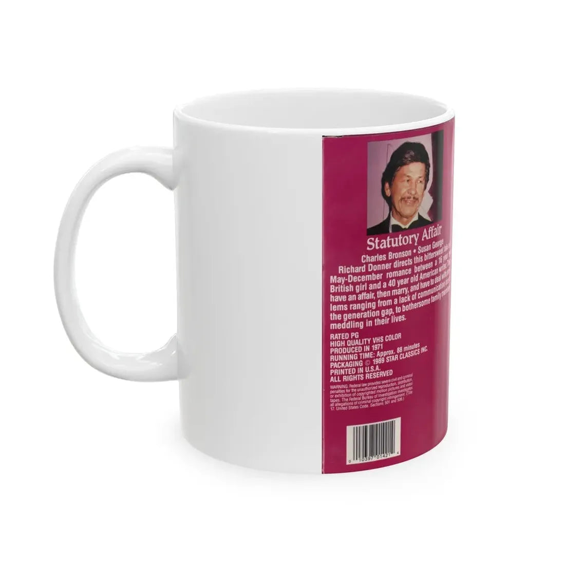 STATUTORY AFFAIR CHARLES BRONSON SUSAN GEORGE (VHS COVER) - White Coffee Mug - Go Mug Yourself