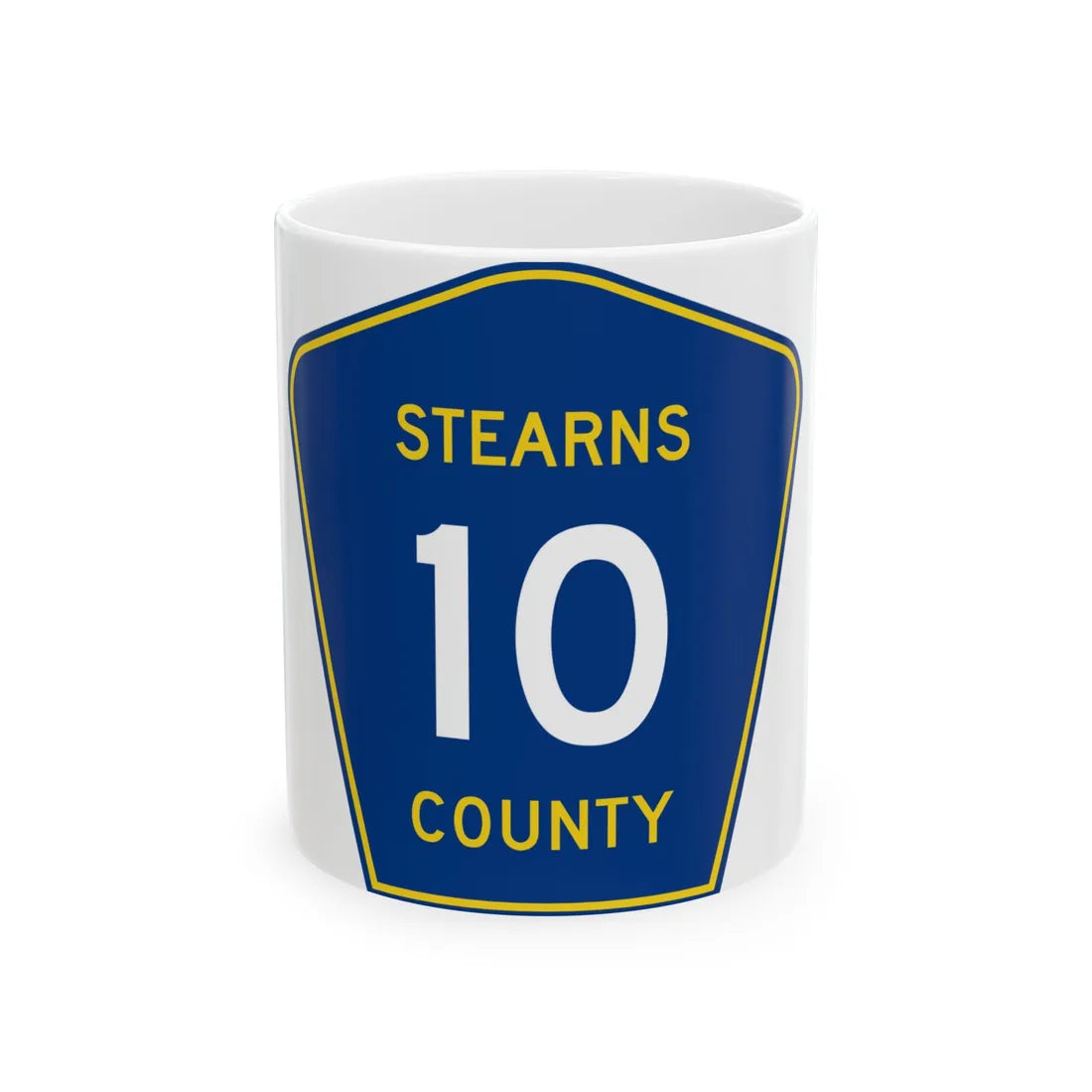 Stearns County Route 10 (Minnesota) (Road Sign) White Coffee Mug 11oz - Go Mug Yourself