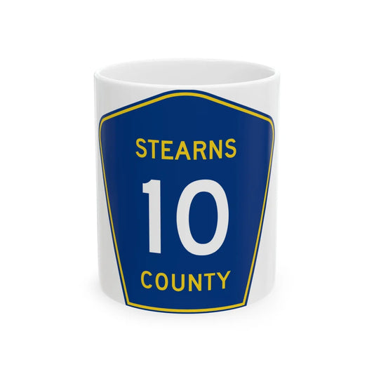 Stearns County Route 10 (Minnesota) (Road Sign) White Coffee Mug 11oz - Go Mug Yourself