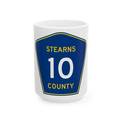 Stearns County Route 10 (Minnesota) (Road Sign) White Coffee Mug 15oz - Go Mug Yourself