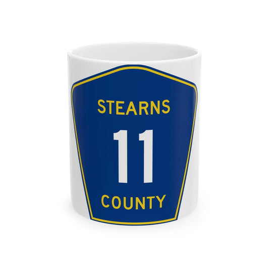 Stearns County Route 11 (Minnesota) (Road Sign) White Coffee Mug 11oz - Go Mug Yourself