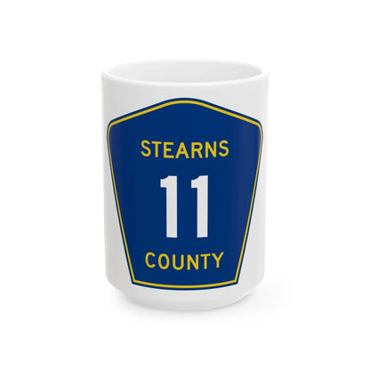 Stearns County Route 11 (Minnesota) (Road Sign) White Coffee Mug 15oz - Go Mug Yourself