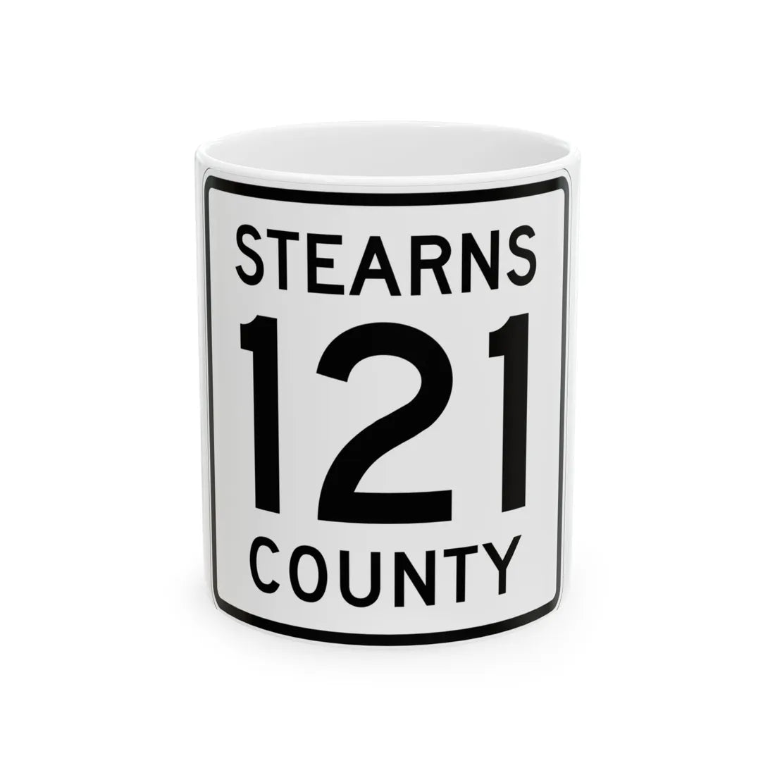 Stearns County Route 121 (Minnesota) (Road Sign) White Coffee Mug 11oz - Go Mug Yourself