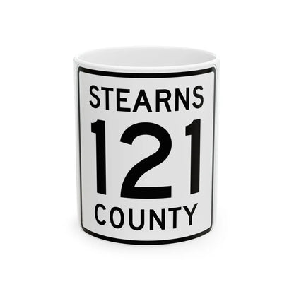 Stearns County Route 121 (Minnesota) (Road Sign) White Coffee Mug 11oz - Go Mug Yourself