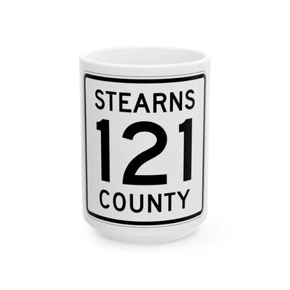 Stearns County Route 121 (Minnesota) (Road Sign) White Coffee Mug 15oz - Go Mug Yourself