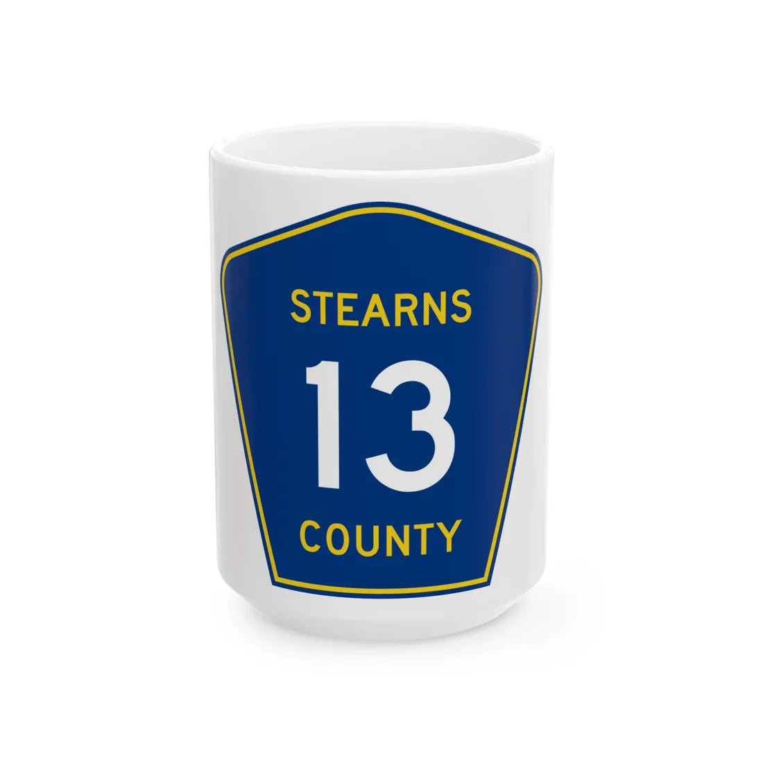 Stearns County Route 13 (Minnesota) (Road Sign) White Coffee Mug 15oz - Go Mug Yourself