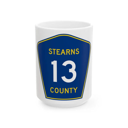 Stearns County Route 13 (Minnesota) (Road Sign) White Coffee Mug 15oz - Go Mug Yourself