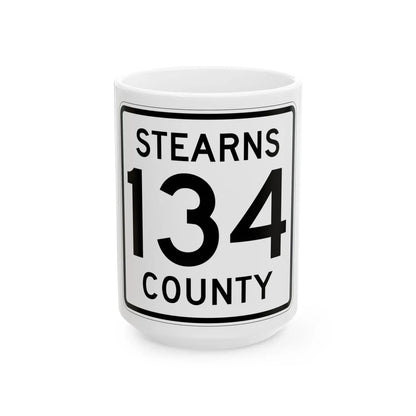Stearns County Route 134 (Minnesota) (Road Sign) White Coffee Mug 15oz - Go Mug Yourself