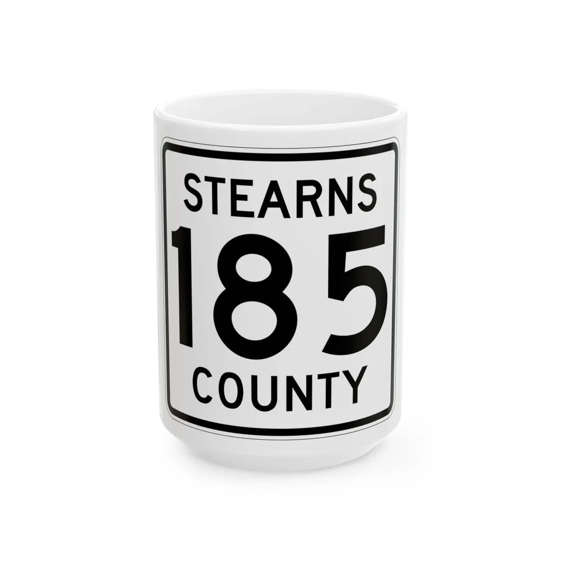 Stearns County Route 185 (Minnesota) (Road Sign) White Coffee Mug 15oz - Go Mug Yourself