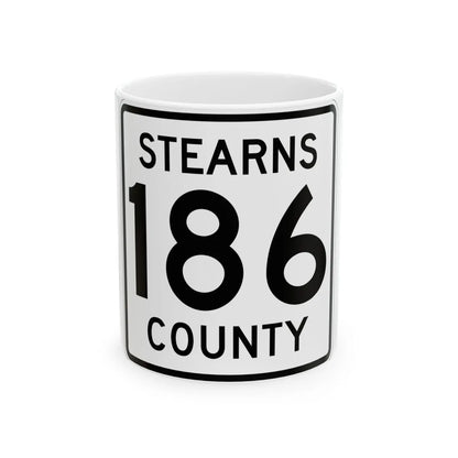 Stearns County Route 186 (Minnesota) (Road Sign) White Coffee Mug 11oz - Go Mug Yourself