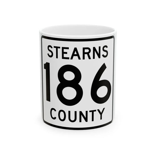 Stearns County Route 186 (Minnesota) (Road Sign) White Coffee Mug 11oz - Go Mug Yourself