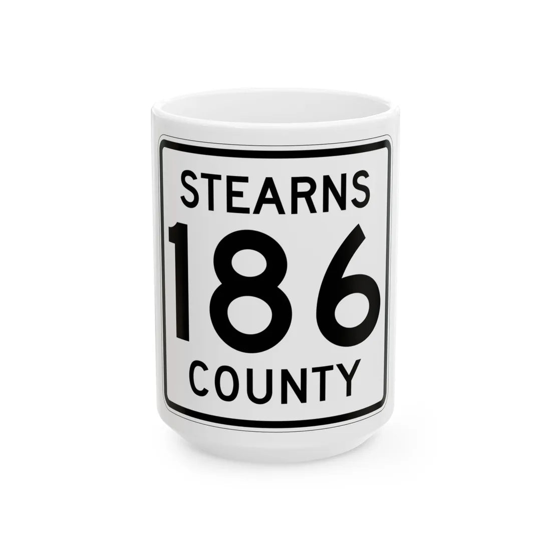 Stearns County Route 186 (Minnesota) (Road Sign) White Coffee Mug 15oz - Go Mug Yourself