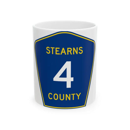 Stearns County Route 4 (Minnesota) (Road Sign) White Coffee Mug 11oz - Go Mug Yourself