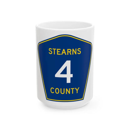 Stearns County Route 4 (Minnesota) (Road Sign) White Coffee Mug 15oz - Go Mug Yourself
