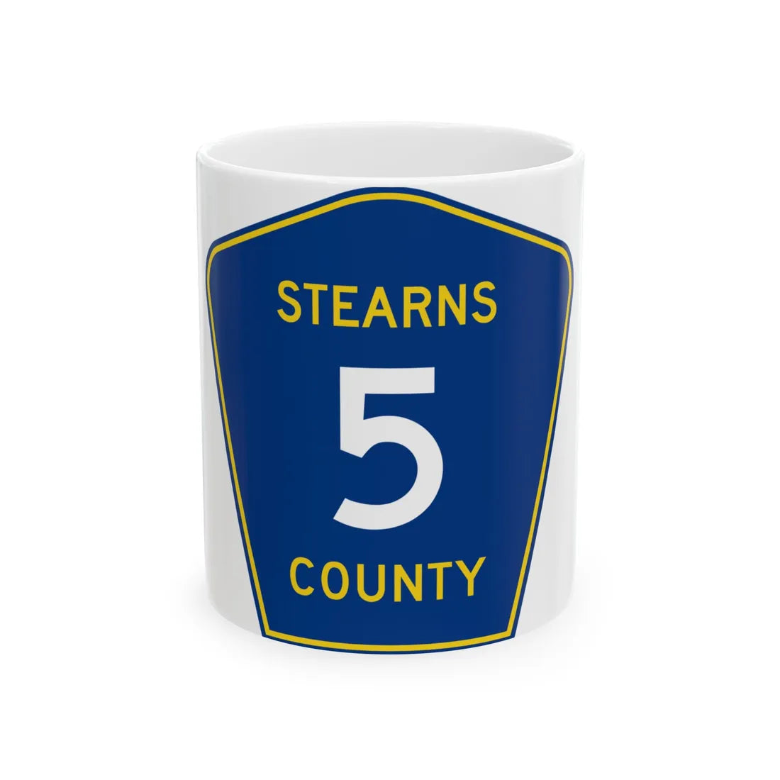 Stearns County Route 5 (Minnesota) (Road Sign) White Coffee Mug 11oz - Go Mug Yourself