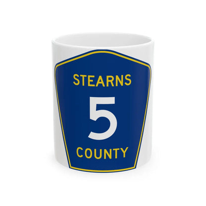 Stearns County Route 5 (Minnesota) (Road Sign) White Coffee Mug 11oz - Go Mug Yourself