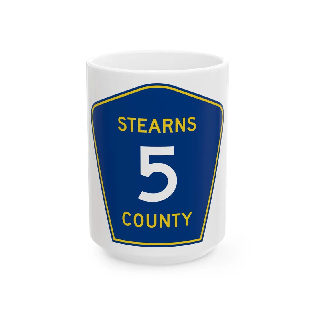 Stearns County Route 5 (Minnesota) (Road Sign) White Coffee Mug 15oz - Go Mug Yourself