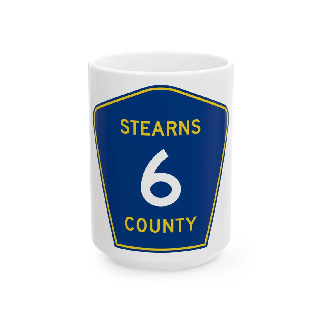 Stearns County Route 6 (Minnesota) (Road Sign) White Coffee Mug 15oz - Go Mug Yourself