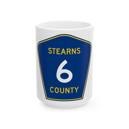 Stearns County Route 6 (Minnesota) (Road Sign) White Coffee Mug 15oz - Go Mug Yourself