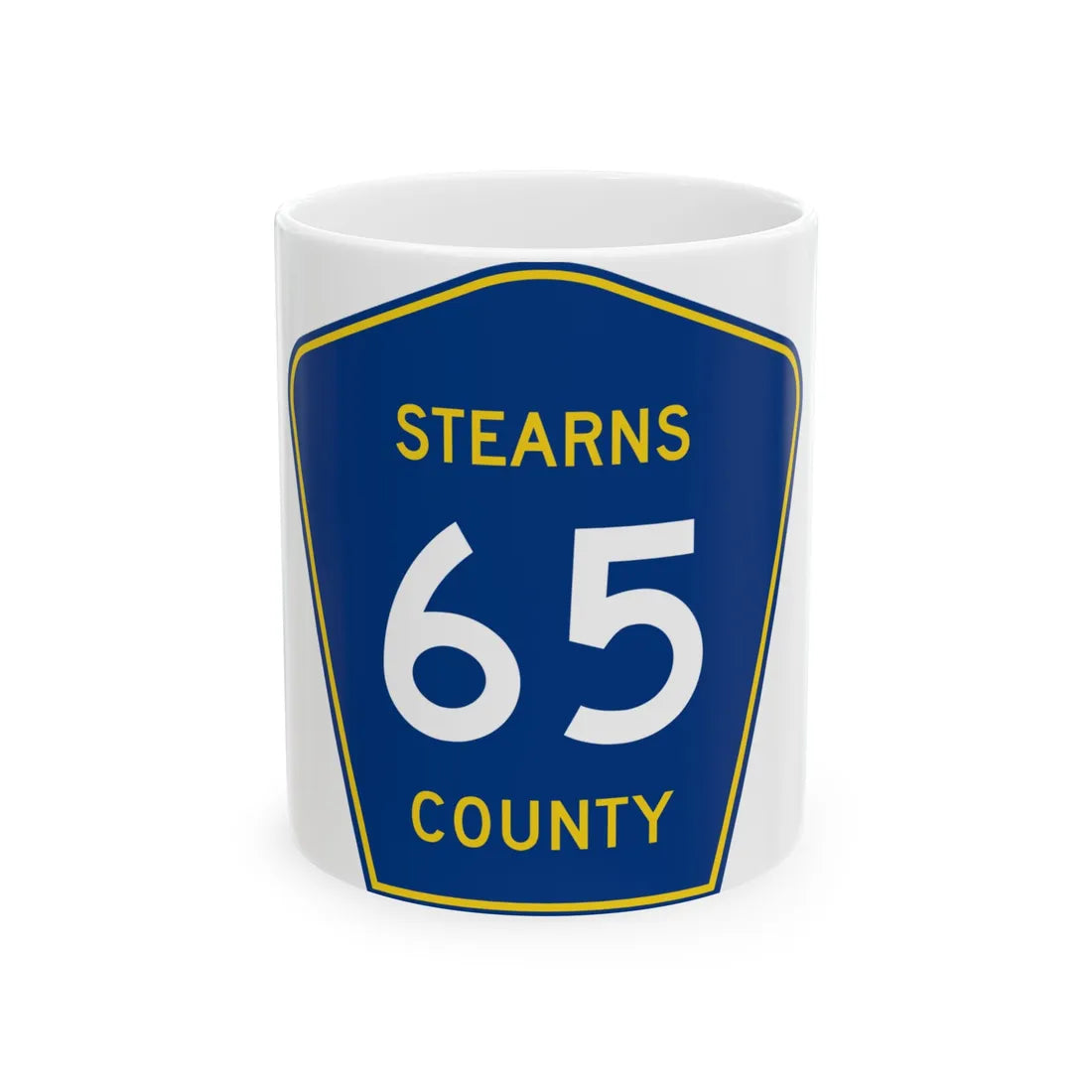 Stearns County Route 65 (Minnesota) (Road Sign) White Coffee Mug 11oz - Go Mug Yourself