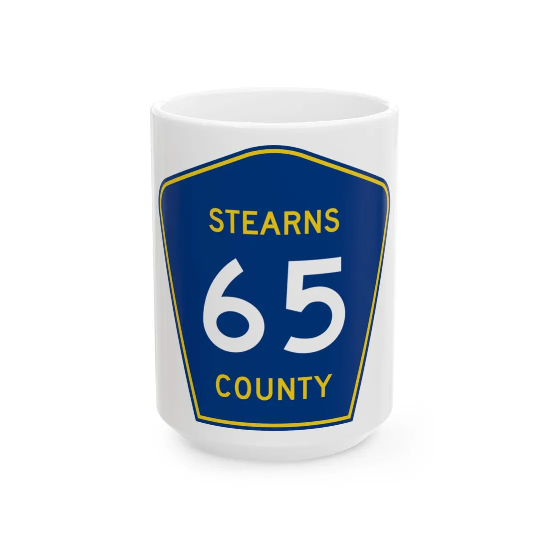 Stearns County Route 65 (Minnesota) (Road Sign) White Coffee Mug 15oz - Go Mug Yourself