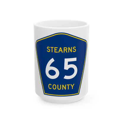 Stearns County Route 65 (Minnesota) (Road Sign) White Coffee Mug 15oz - Go Mug Yourself