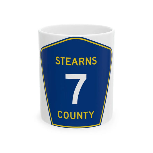 Stearns County Route 7 (Minnesota) (Road Sign) White Coffee Mug 11oz - Go Mug Yourself