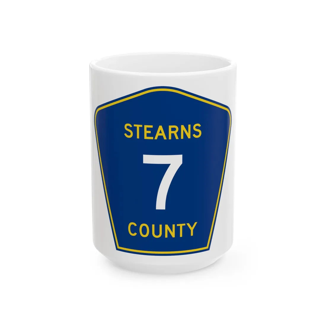 Stearns County Route 7 (Minnesota) (Road Sign) White Coffee Mug 15oz - Go Mug Yourself