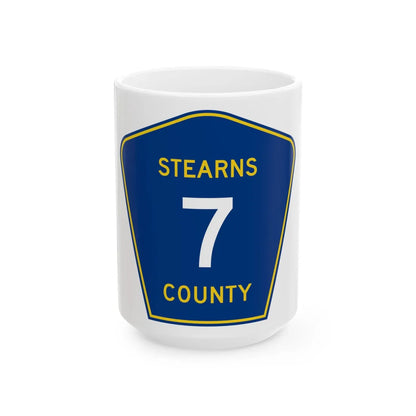 Stearns County Route 7 (Minnesota) (Road Sign) White Coffee Mug 15oz - Go Mug Yourself