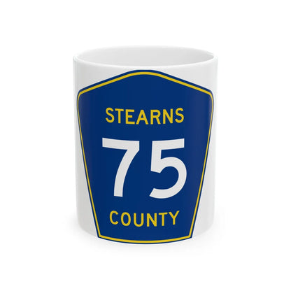 Stearns County Route 75 (Minnesota) (Road Sign) White Coffee Mug 11oz - Go Mug Yourself