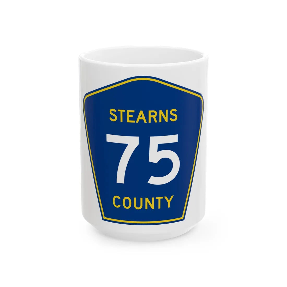 Stearns County Route 75 (Minnesota) (Road Sign) White Coffee Mug 15oz - Go Mug Yourself
